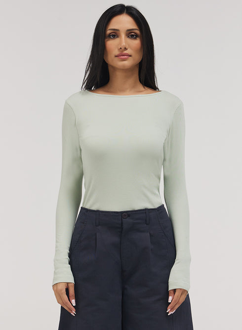Rib Long Sleeve Top - Baby Green